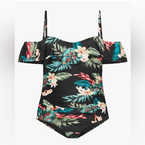 City Chic 16 Ingrid ruffle 1 piece swimsuit - Picture 3 of 6